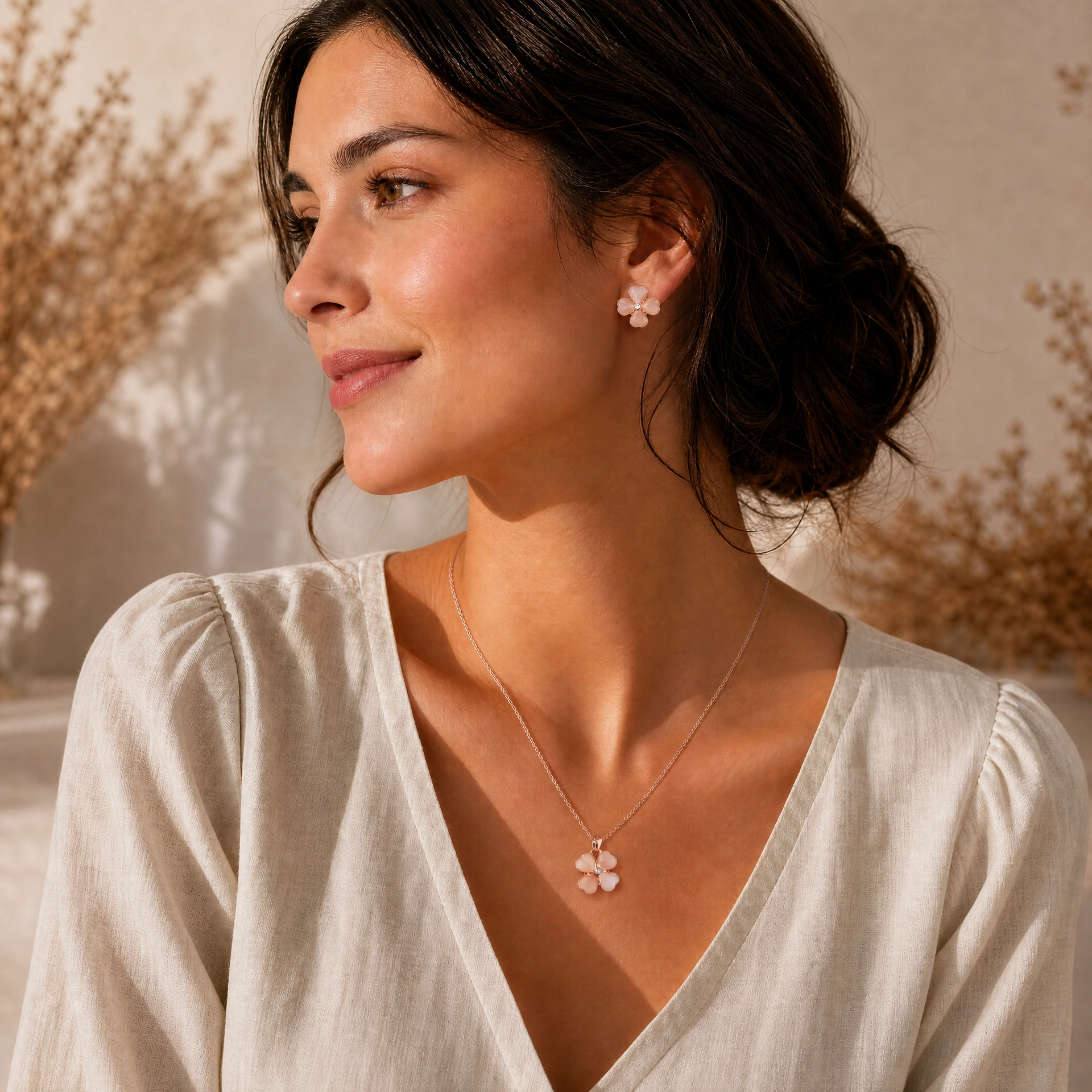 Daisy Chain Necklace Set (Rose Gold)